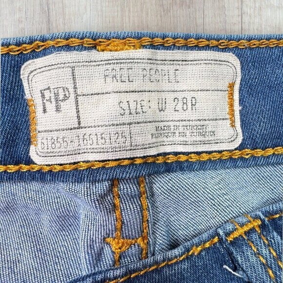 FREE PEOPLE Blue High Rise Distressed Stretch Denim Skinny Jeans 28 - Picture 3 of 7